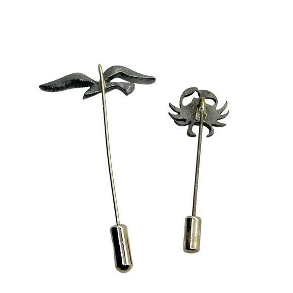 Seagull Crab Beach Classic Lapel Stick Pin Set Of 2 Women's Pewter Tone - Picture 2 of 10